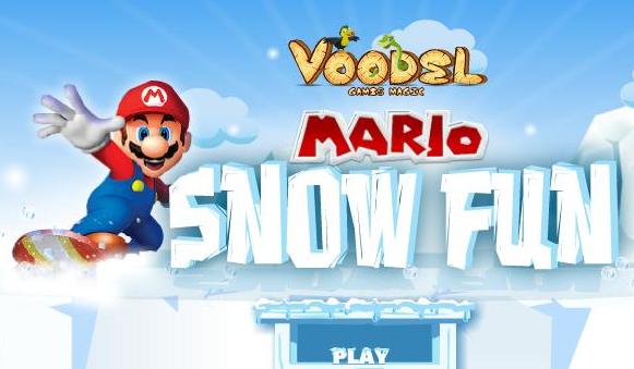 play super mario snow fun game 2014